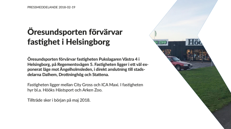 Öresundsporten förvärvar fastighet i Helsingborg