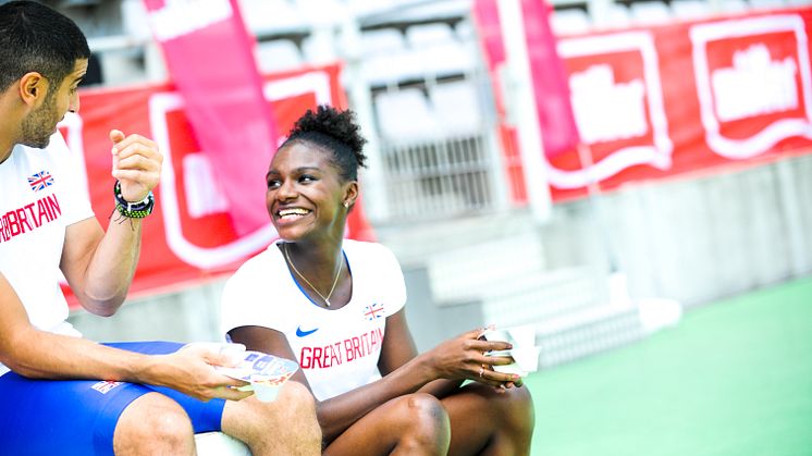 Müller brand ambassadors Adam Gemili and Dina Asher-Smith