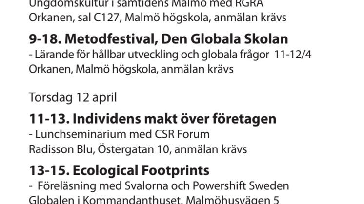 Program Globala Malmö fokusdagar