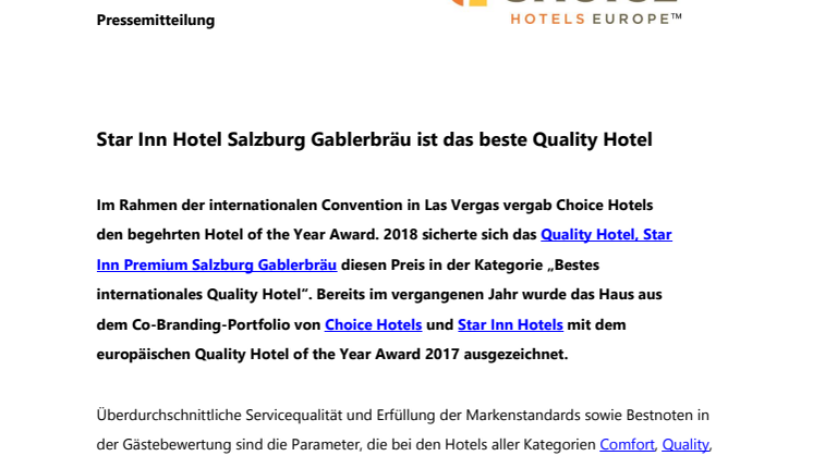Star Inn Hotel Salzburg Gablerbräu ist das beste Quality Hotel