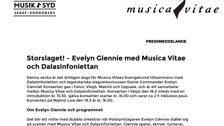 Storlaget! - Polarpristagaren Evelyn Glennie med Musica Vitae och Dalasinfoniettan