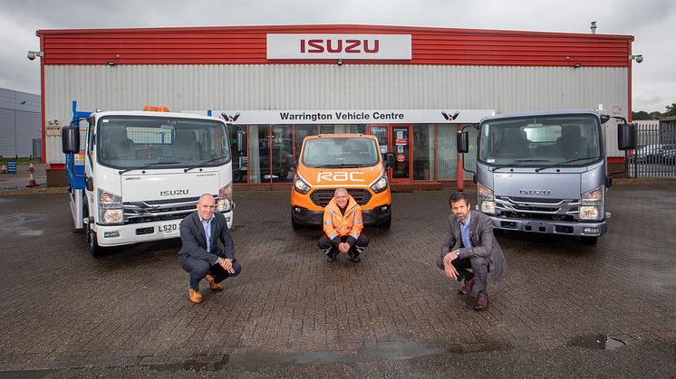 L-R: Phil Ryan (RAC), Ben Aldous (RAC), Pete Murphy (Isuzu Truck UK Ltd)