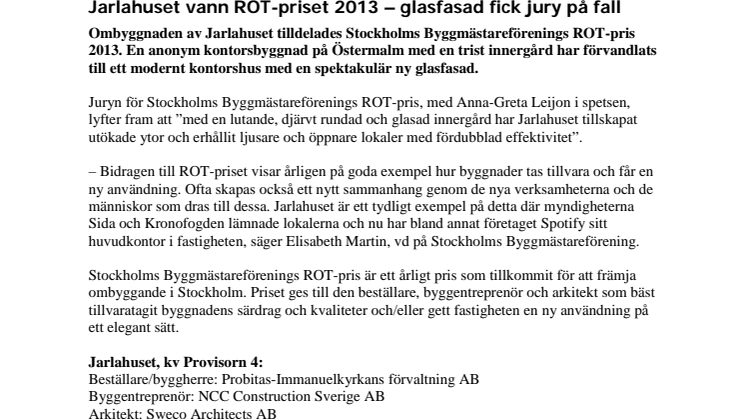 Jarlahuset vann ROT-priset 2013 – glasfasad fick jury på fall