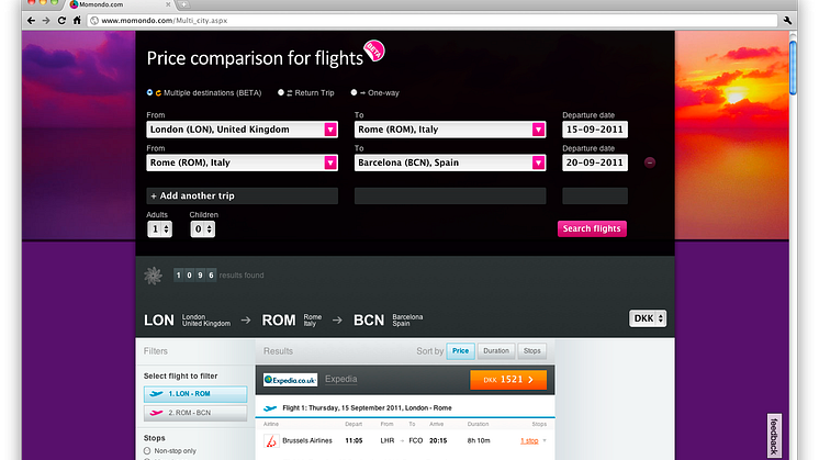 Momondo lanserar ny sökmotor för multi-cityresor