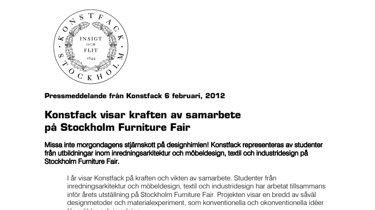 Konstfack visar kraften av samarbete på Stockholm Furniture Fair