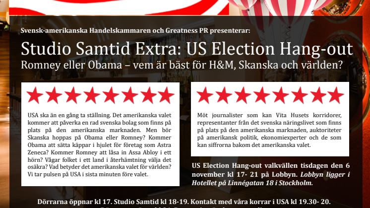 Inbjudan – Studio Samtid Extra: US Election Hang-out