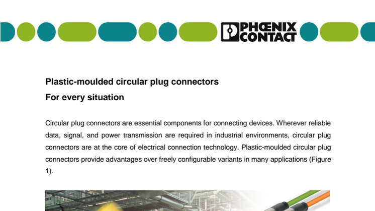 Plastic-moulded circular plug connectors: For every situation