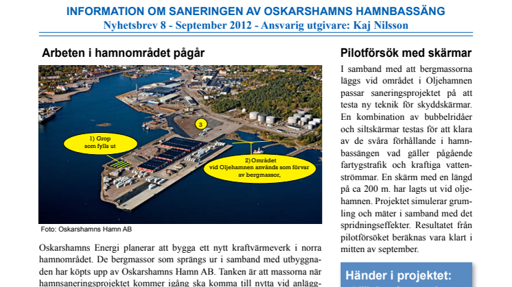 Nyhetsbrev 8 - sanering av Oskarshamns hamnbassäng