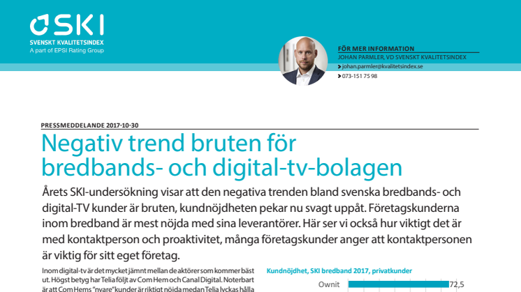 Negativ trend bruten för bredbands- och digital-tv-bolagen