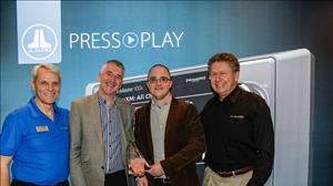 JL Audio UK' s Paul Baker and Mark Baker accepting the 'Marine Distributor of the Year Award' from JL Audio's George Jenkins (left) and Andy Oxenhorn, President JL Audio Inc. (right)