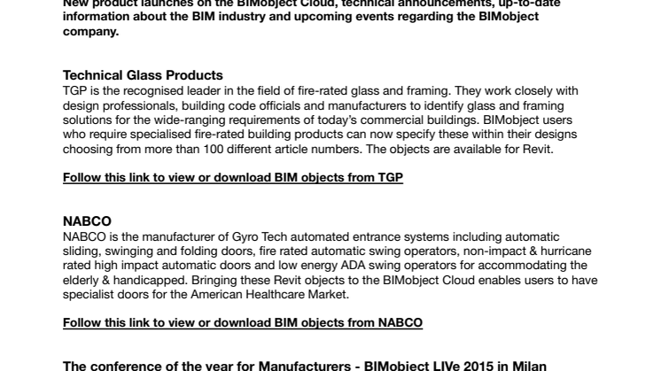 BIMobject® Newsletter