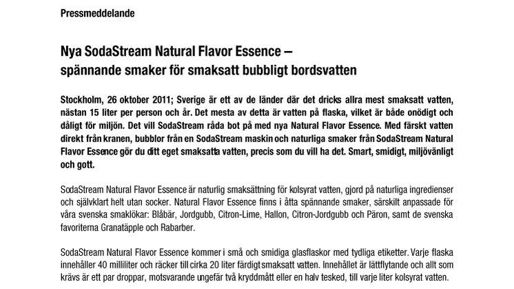 Nya SodaStream Natural Flavor Essence – spännande smaker för smaksatt bubbligt bordsvatten