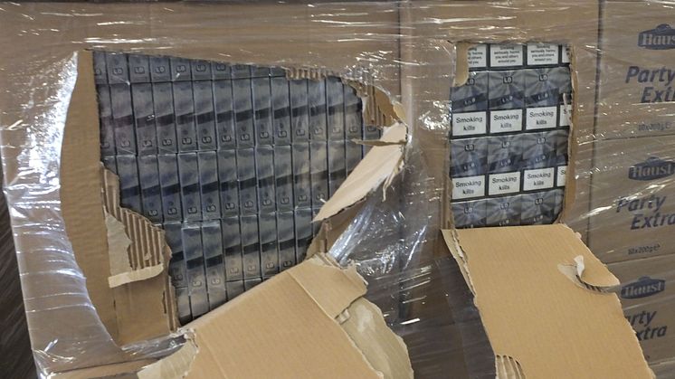 Op Fuzzy - seized cigarettes in warehouse