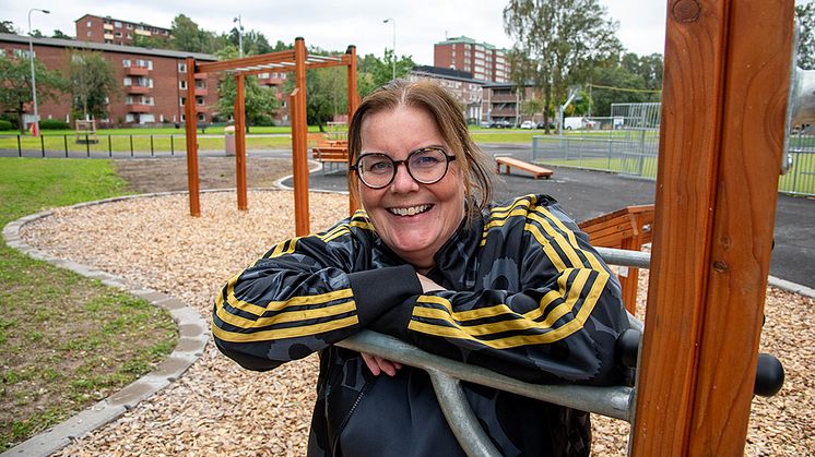 Pernilla Hallberg från Bergsjön 2031 är glad att den nya utearenan vid Gärdsås torg är klar och ska invigas.