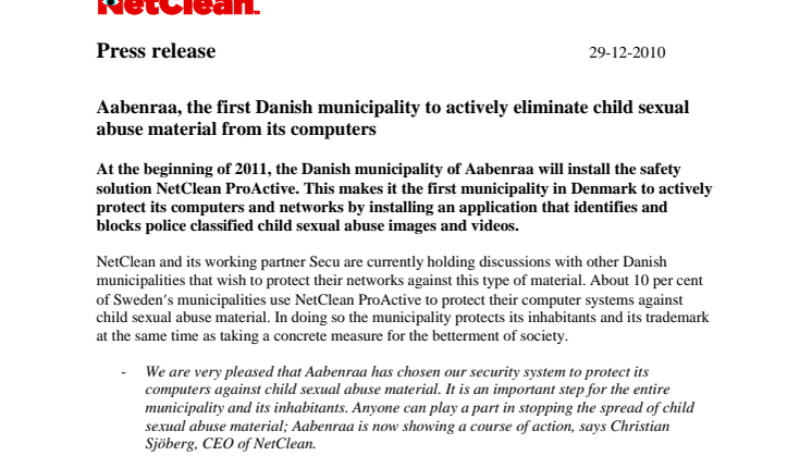 Aabenraa, the first Danish municipality to actively eliminate child sexual abuse material from its computers