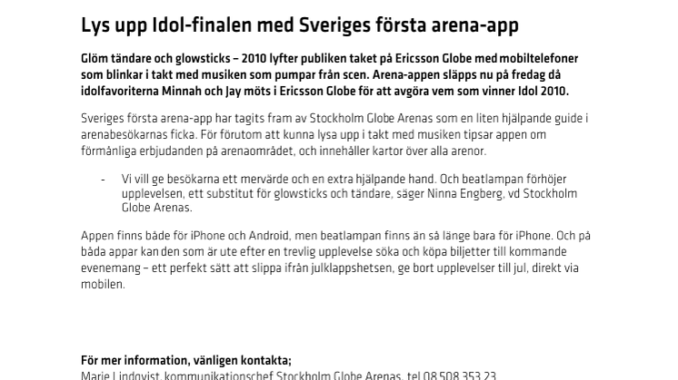Lys upp Idol-finalen med Sveriges första arena-app