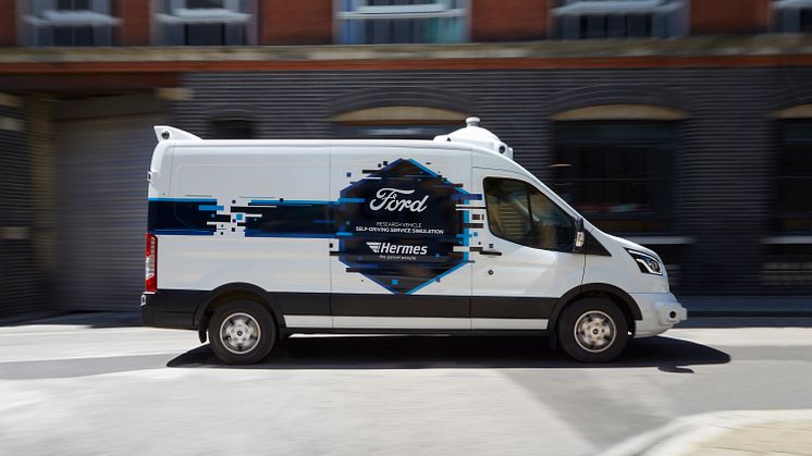 En specialbyggd Ford Transit för den brittiska transportfirman Hermes