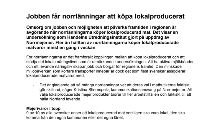 Jobben får norrlänningar att köpa lokalproducerat