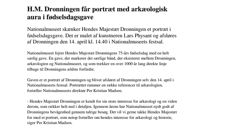 ​H.M. Dronningen afslører portræt med direkte linje til Harald Blåtand