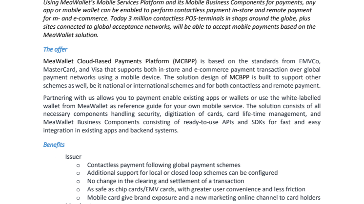 Fact sheet - Mobile Payment