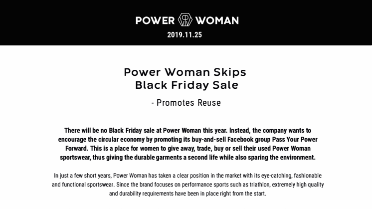 Power Woman Skips Black Friday Sale – Promotes Reuse