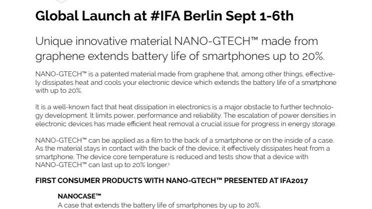 Global launch NanoGtech at #IFA2017