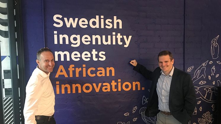 A Bluewater 2018 highlight was the opening of the company's Cape Town office to spur expansion in South Africa and the African continent. Photo shows Bluewater Africa's James Steere, (right) with Andreas Loibnegger, Bluewater Chief Technology Officer