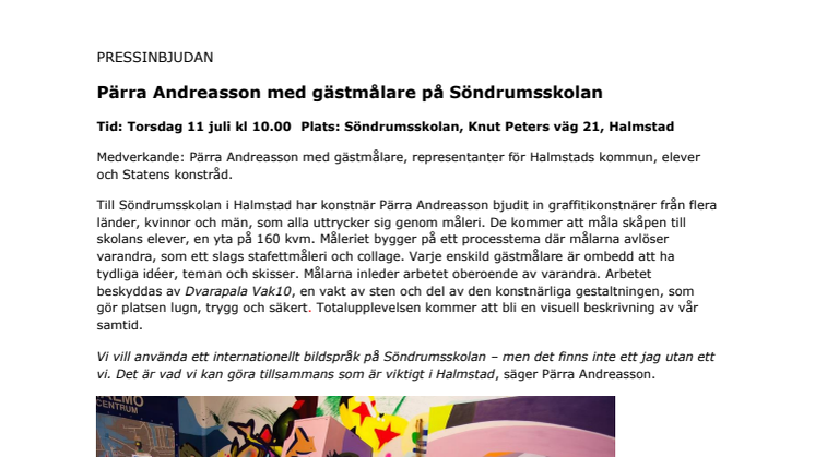 Pärra Andreasson med gästmålare på Söndrumsskolan 