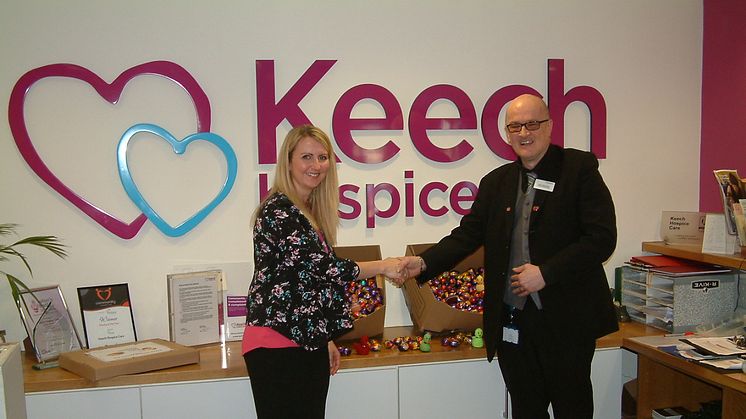 Caron Hooper and Colin Latimer Parry with the Keech Easter Chicks