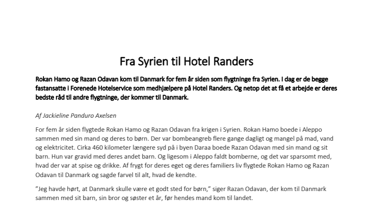 Fra Syrien til Hotel Randers