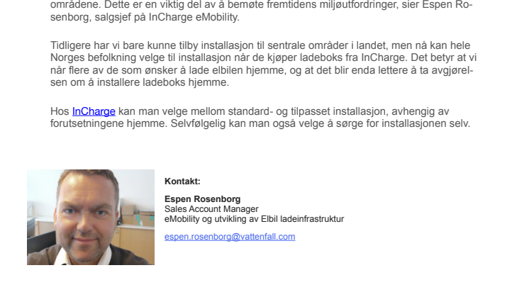 Nå kan hele Norges befolkning få installasjon av sin ladeboks fra InCharge 