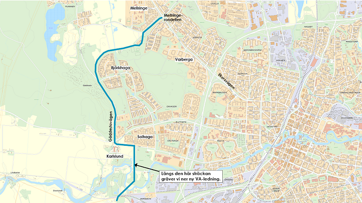 Ny VA-ledning från Karlslund till Mellringerondellen