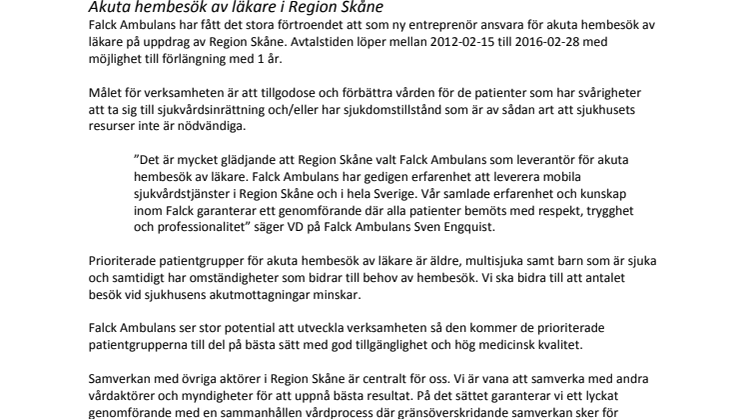 Akuta hembesök av läkare i Region Skåne