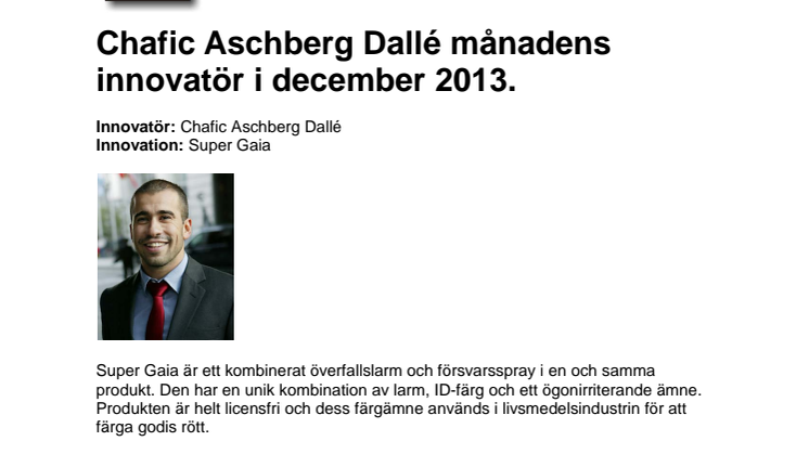 Månadens innovatör i december Chafic Aschberg Dallé .