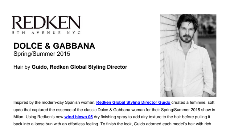 REDKEN for Dolce & Gabbana NYFW SS15