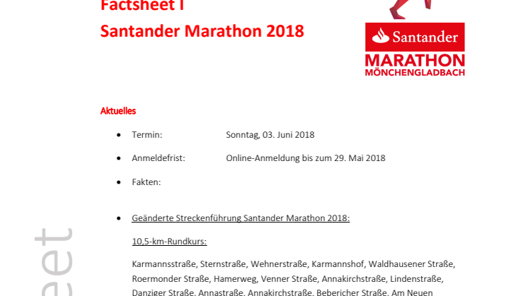 Factsheet 1 Santander Marathon 2018
