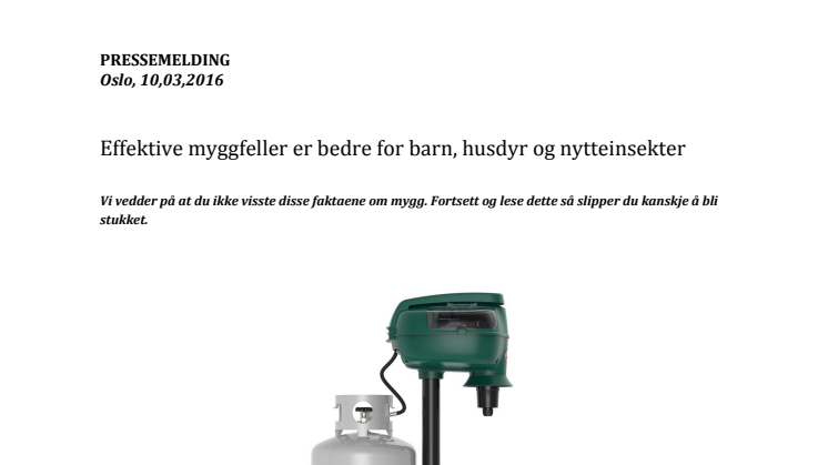 Effektive myggfeller er bedre for barn, husdyr og nytteinsekter