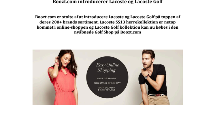 Boozt.com introducerer Lacoste og Lacoste Golf