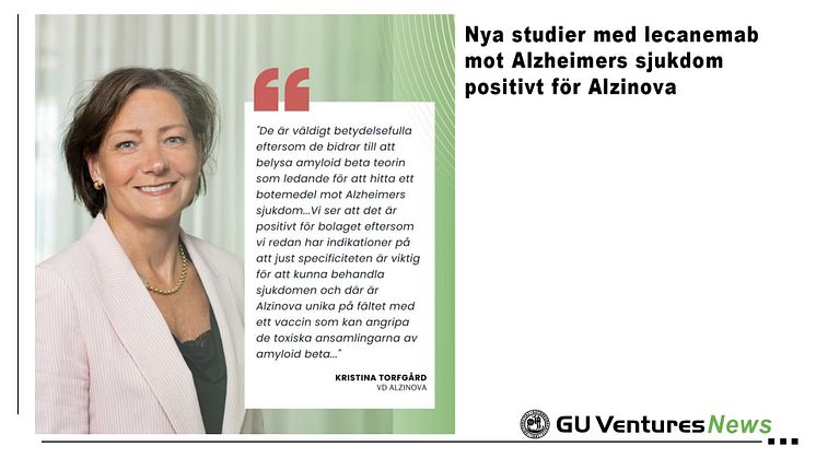 På bilden: Kristina Torfgård, VD Alzinova.