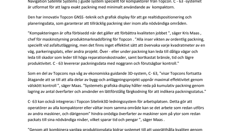 Vältar ökar effektiviteten med nya Topcon System C - 63