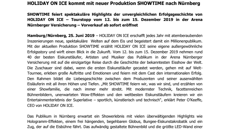 HOLIDAY ON ICE kommt mit neuer Produktion SHOWTIME nach Nürnberg
