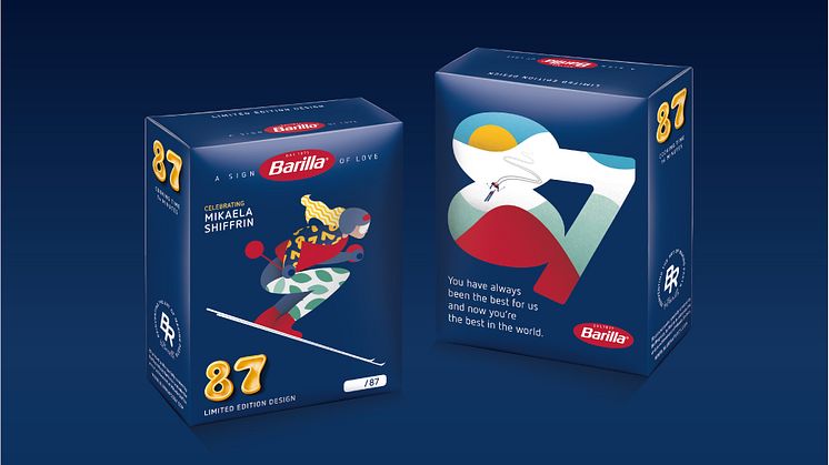 Barilla har producerat 87 LIMITED EDITION paket för att fira Mikaela Shiffrins historiska världscupseger