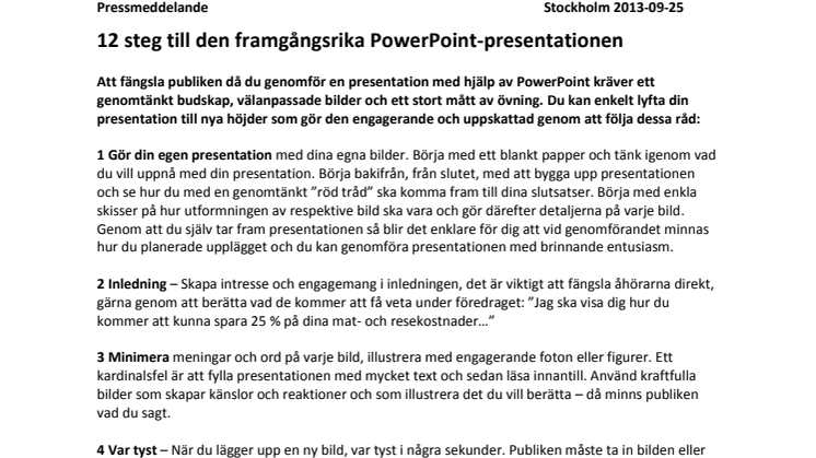 12 steg till den framgångsrika PowerPoint-presentationen