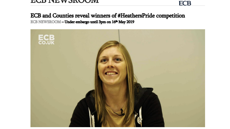 ECB and Counties reveal winners of #HeathersPride competition