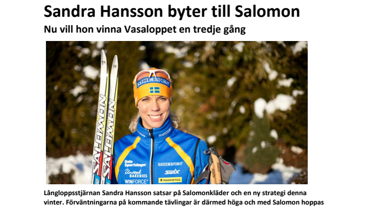 Sandra Hansson byter till Salomon