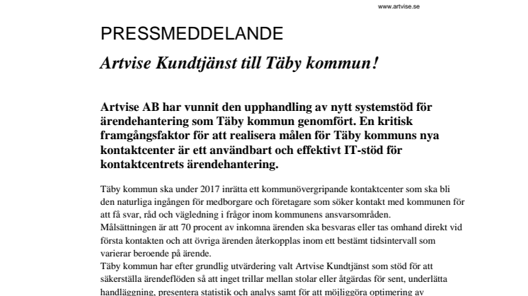 Artvise Kundtjänst till Täby kommun!