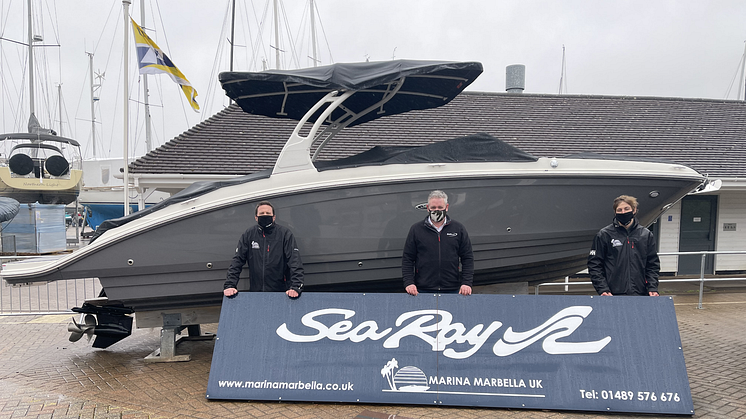 Boats.co.uk has been appointed by Marina Marbella UK as the East Coast dealer for the Sea Ray range. From left to right: Ross Dixon, James Barke, Jose Sundberg