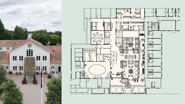 Högbo Brukshotell entré & spa-ritning av Spik Stuidos