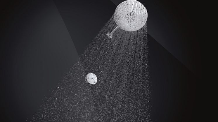 GROHE SmartConnect -suihkuohjain: Langaton kaukosäädin muodostaa yhteyden GROHE Rainshower 310 -kattosuihkuun Bluetoothin avulla