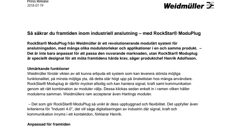 Så säkrar du framtiden inom industriell anslutning – med RockStar ModuPlug 